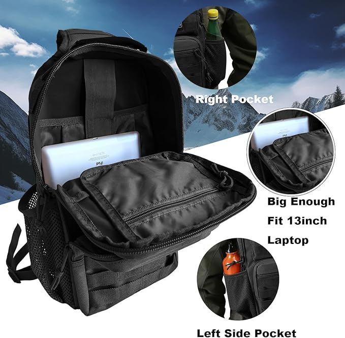 Tactical Shoulder Sling Bag, Small Chest Pack, 13L Backpack for Men Outdoor Sports, Black