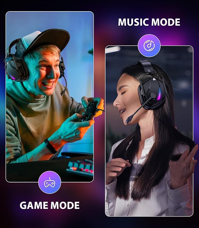 HW12 Wireless Gaming Headset with Microphone 2.4GHz Bluetooth Gaming Headphones Wireless of Duty/FPS Gamers,50Hr Battery Life Gamer Headset for PS5,PS4,PC,Switch,Mac