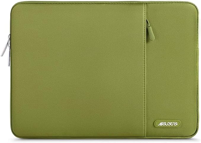 MOSISO Laptop Case 15 inch, 15 inch Laptop Sleeve Compatible with MacBook Air 15 M4 A3241 M3 A3114 M2 A2941 2025 2024 2023,Dell XPS 15,Polyester Vertical Computer Sleeve Bag with Pocket, Chartreuse