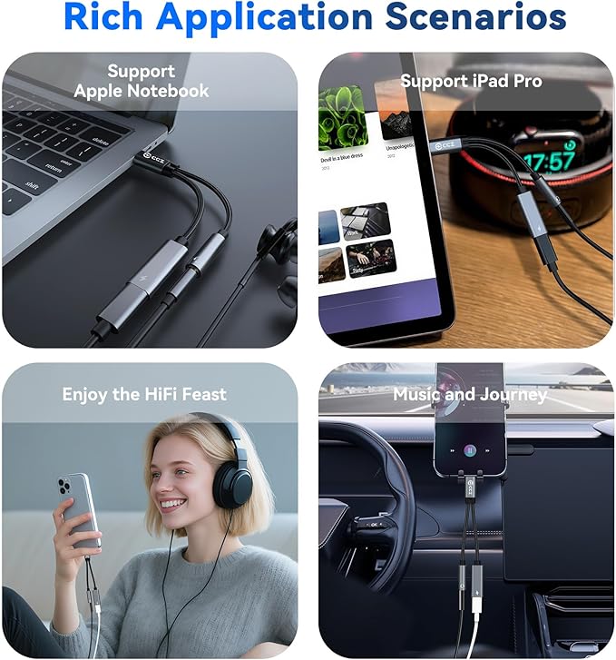 USB Type C to 3.5mm Headphone and Charger Adapter,2 in 1 USB C to Aux Audio Jack Hi-Res DAC with Charging for Earphones,Compatible with Samsung Galaxy S25/S24/S23/S22+(USB-3.5MM, 3Pack)