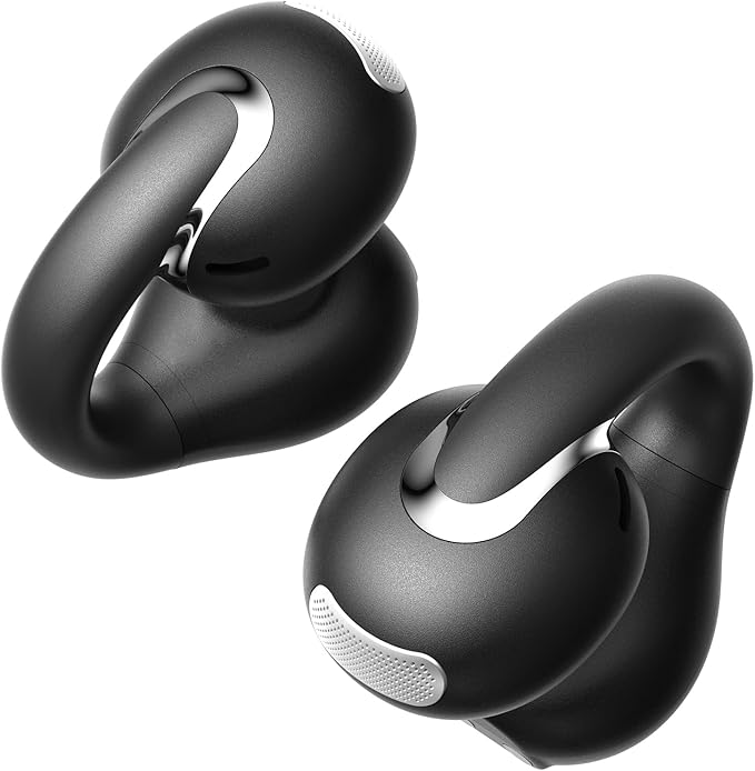 Open Ear Earbuds Bluetooth 5.4 True Wireless Clip On Earbuds Lightweight Comfort Bone Conduction Headphones Built-in Mic for Clear Audio Waterproof Stable Fit for Outdoor Sports Black