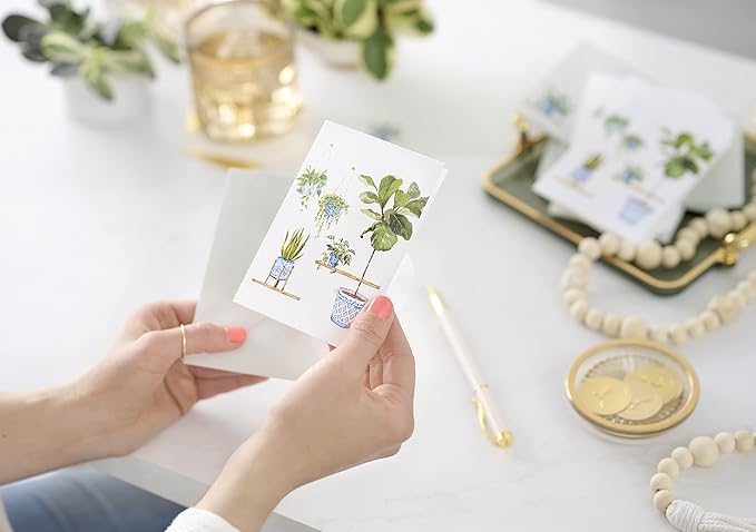 Papyrus Blank Cards with Envelopes, Indoor Garden (14-Count)