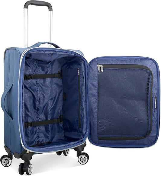 Traveler's Choice Lares Softside Expandable Luggage with Spinner Wheels, Navy, Carry-On 22-Inch