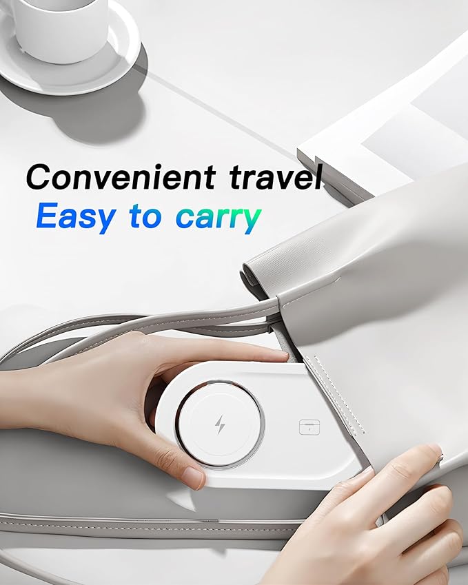 Upgraded 3 in 1 Wireless Charging Station for Apple Devices, Faster Mag-Safe Charger Stand, Magnetic Charger Station for iPhone 16/15/14/13/12 Series & AirPods Pro & Apple Watch Series (White)