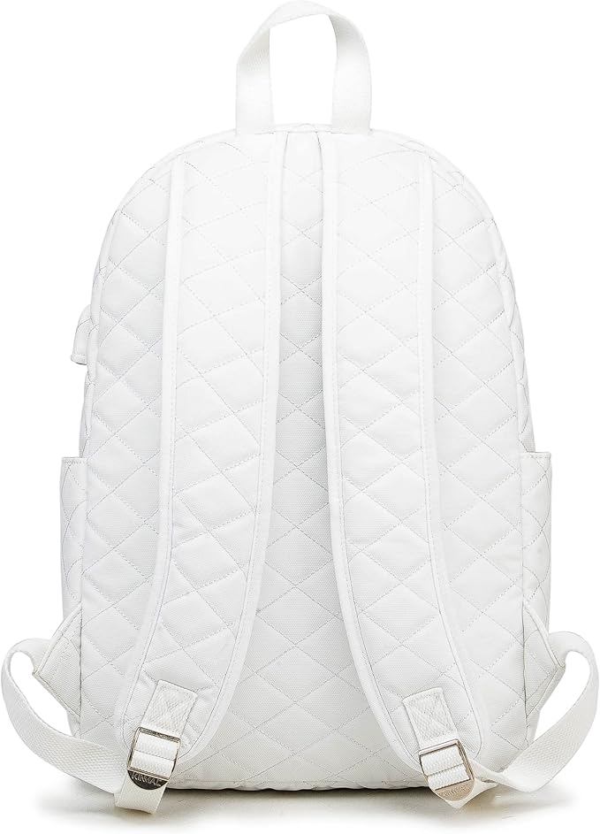 Kinmac Laptop Backpack with Massage Cushion Straps and USB Charging Port for Laptop Up to 15.6 Inch Men Women Travel Outdoor Backpack (White)