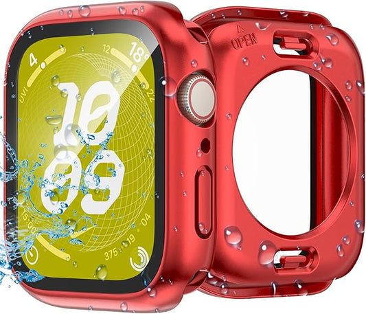 3 in 1 Waterproof Case for Apple Watch Series 11(2025) Series 10 Screen Protector 42mm Accessories Built-in Tempered Glass, 360°Full Protective PC Bumper Face Cover Compatible iWatch 42mm