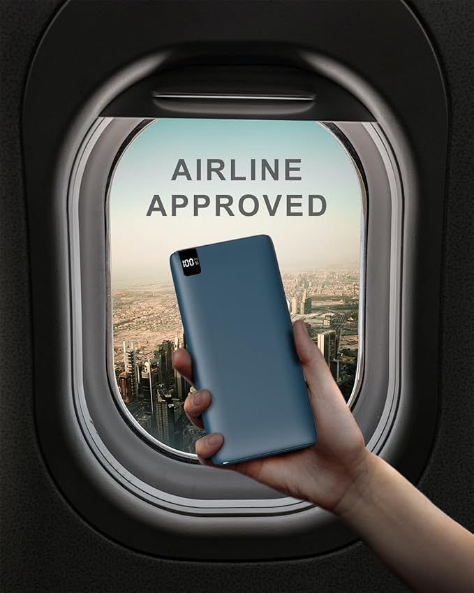 IXNINE Power Bank 26800mAh Portable Charger, 22.5W Fast Charging PD QC 3.0 Compact External Battery Pack with LED Display and 4 USB Outputs for Cellphone Tablet (Blue)