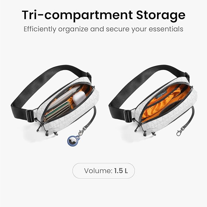 tomtoc 1.5L X-Pac Sling Bag with RFID Blocking, Crossbody Bag Minimalist Chest Shoulder Pack for Men/Women, Water-resistant Lightweight Casual Funny Pack for Travel, Daily Commute