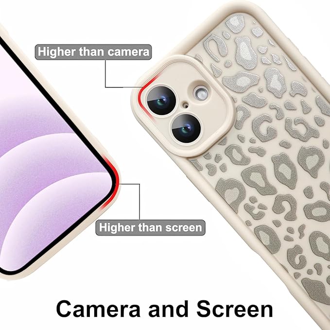 KANGHAR Case for iPhone 16 Leopard Printed Pattern Cute Cheetah Phone Case Soft TPU Shockproof Protective Cover for iPhone 16 6.1 Inch Beige with Gray Prints