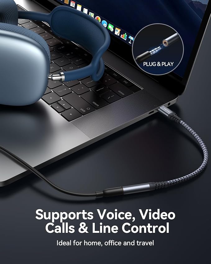 USB Type C to 3.5mm Female Headphone Jack Adapter,【2 Pack】Aux to USB C Audio Dongle Cable Cord for iPhone 17 Pro Max, iPhone 17 Air, iPhone 16 15 Pro Max Plus, iPad Pro, MacBook,Galaxy S24 S23 S22 S21