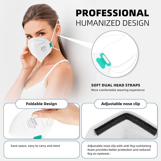 N95 Face Mask 30 Pack, NIOSH Certified N95 Disposable Respirator 5-Ply Safety Breathable Face Masks, Filter Efficiency 95% Adjustable Comfortable Protection Against PM2.5 Dust for Adult Men Women