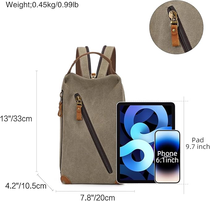 KL928 Canvas Sling Bag crossbody Bags Small Backpack Pack Travel Purse convertible purses for Women Men