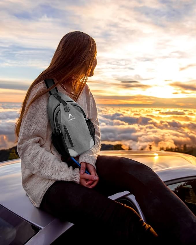 Sling Bag for Women, Crossbody Bag for Men, Cross Body Hiking Backpack, Travel Daypack, Chest Pack with Chest Phone Holder