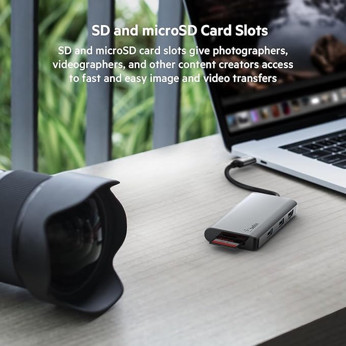 Belkin USB-C Hub, 5-in-1 MultiPort USB-C Docking Station for MacBook & Windows w/ 4K HDMI 1.4, 2x USB-A 3.1, SD 3.0, & Micro SD 3.0, & 5Gbps Data Transfer for Home, Office, & Travel, PVC002