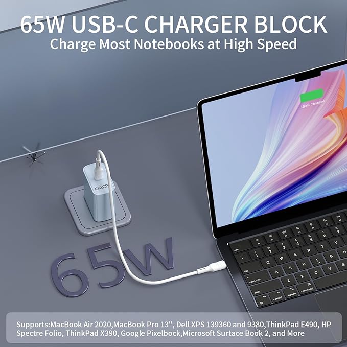 1 Pack 65W USB C Charger - Fast Type C Charger for Laptop, Phone, Tablet & More