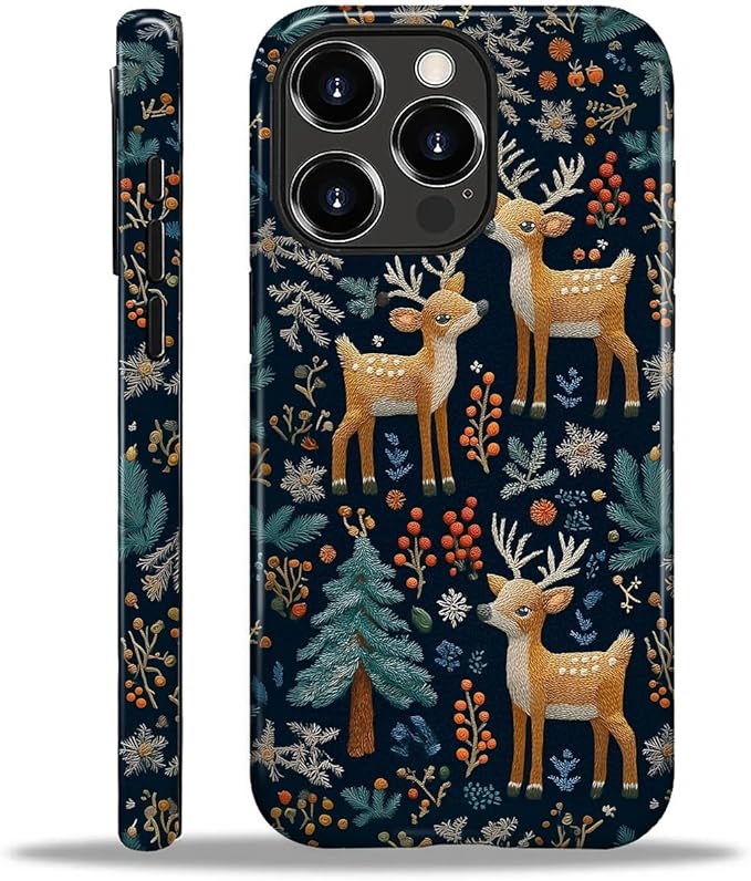 Case for iPhone 16 Pro Case,Cute Christmas Reindeer Design - Hybrid Dual Protection Silicone + Hard PC Shockproof Full Body Cover Slim Anti-Scratch Protective Case for Men Women