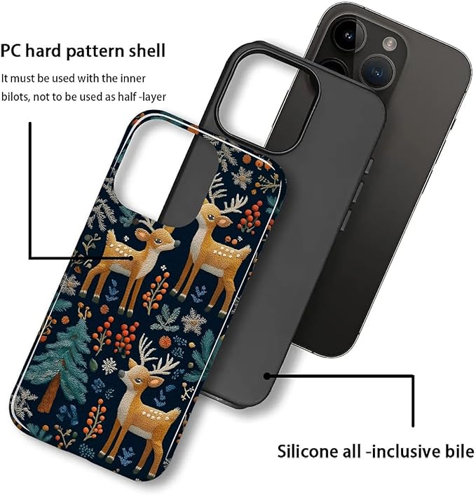 Case for iPhone 11 Pro Case,Cute Christmas Reindeer Design - Hybrid Dual Protection Silicone + Hard PC Shockproof Full Body Cover Slim Anti-Scratch Protective Case for Men Women