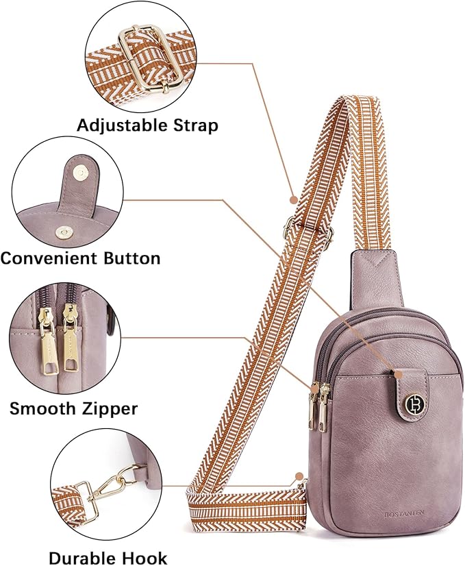 BOSTANTEN Small Sling Bag Crossbody Bags for Women Trendy Crossbody Purse Leather Chest Bag
