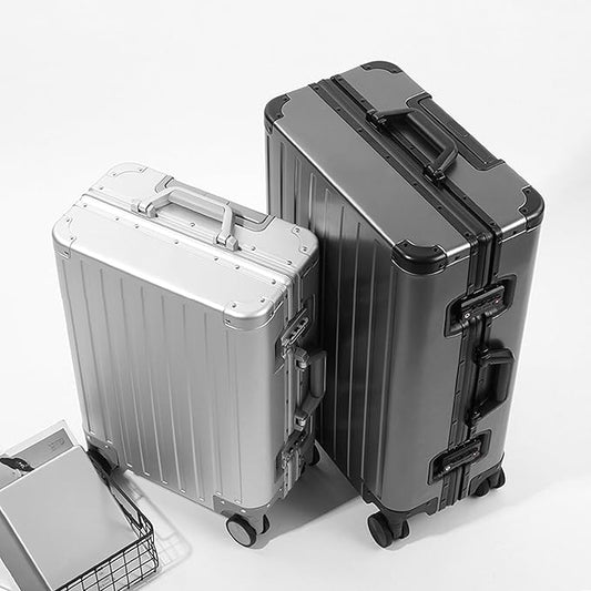 YYW All aluminum-magnesium Carry-On Luggage 24 Inch,Airline Approved Lightweight Suitcase with TSA Lock and Silent Wheels,Suitable for business travel (gunmetal gray, 24in)