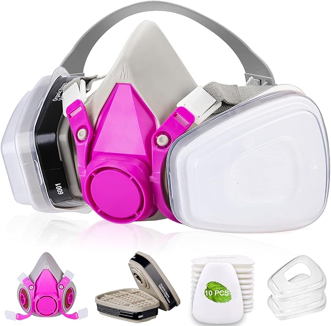 Respirator Mask with Filters, Gas Masks Survival Nuclear and Chemical, for Organic Vapor, Spray Painting, Resin