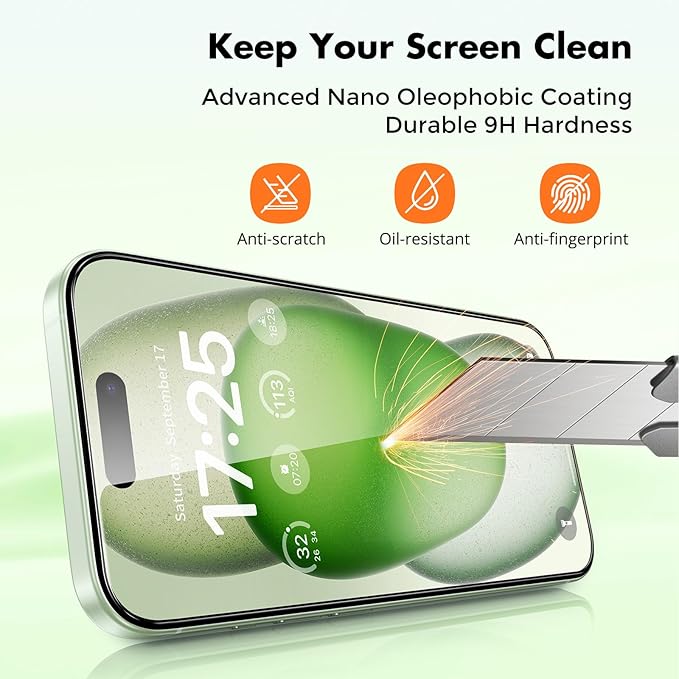 UNBREAKcable 4-Pack Screen Protector for iPhone 15 Plus, Double Shatterproof Tempered Glass [Easy Installation Frame] [9H Hardness] [99.99% HD Clear] [Case Friendly] for iPhone 6.7 inch