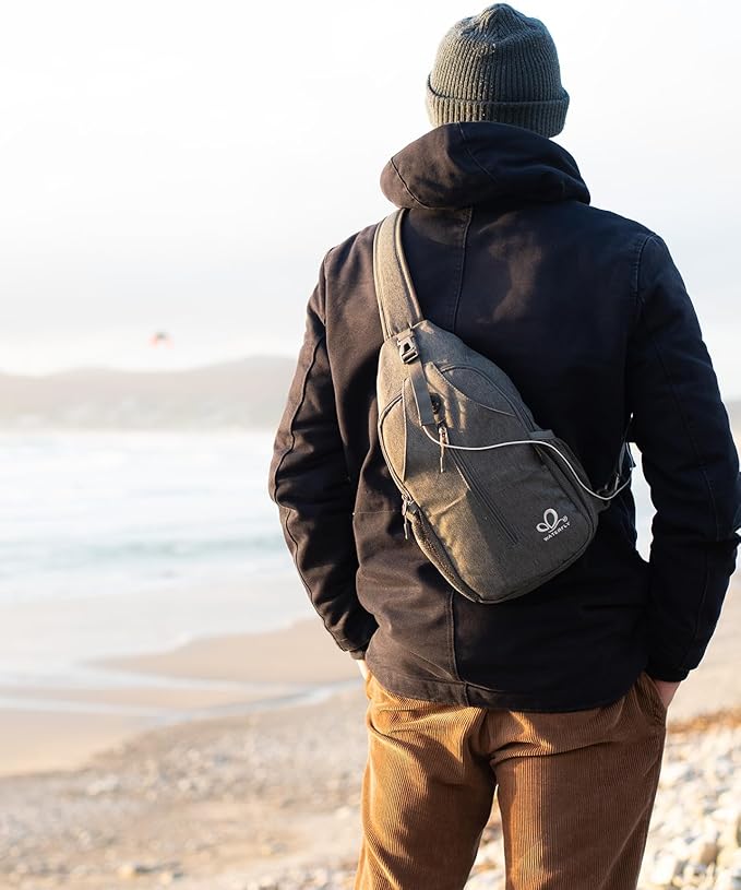 WATERFLY Crossbody Sling Backpack Sling Bag Travel Hiking Chest Bags Daypack (Dark gray)