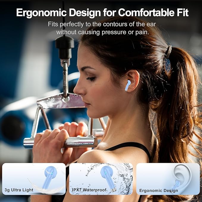 AI Translation Earbuds Real Time with Audio and Video Calls, 3-in-1 Language Translator Earbuds Support 164 Languages and 7 Translation Modes, 32H Buletooth 5.3 Headphones with Mic, Blue