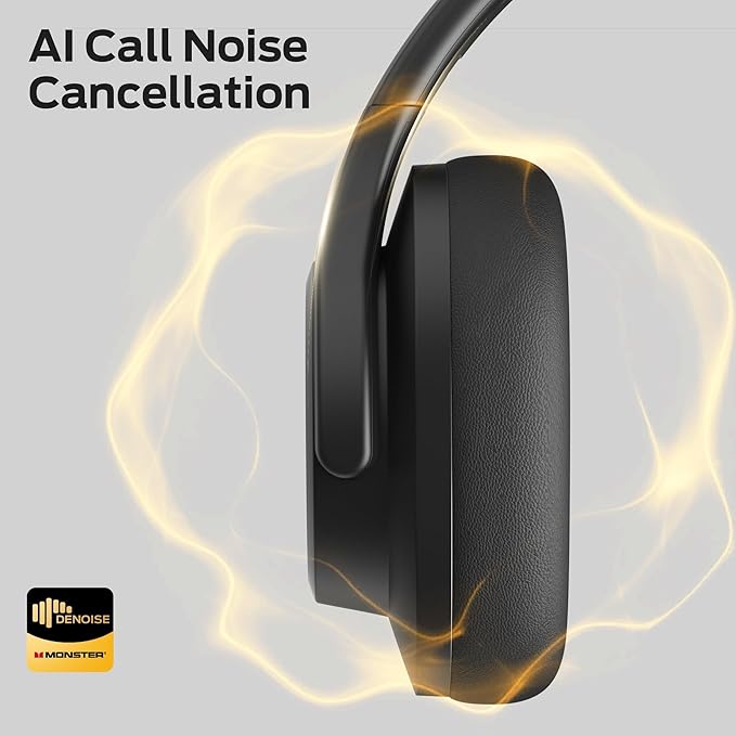 Monster Mission 200 Bluetooth Headphones, Wireless Headphones with 3 EQ Modes, Low Latency HiFi Stereo Foldable Lightweight Headset, 60H Playtime,Deep Bass for Home Office Cellphone PC Ect