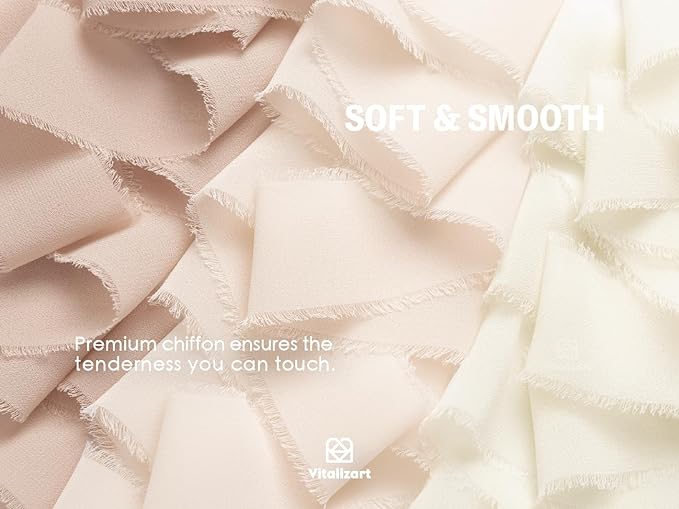 Vitalizart White Handmade Chiffon Silk Ribbon Fringe 1.5" x 21 Yd Nude & Ivory Frayed Edges Ribbons for Wedding Invitations Bridal Bouquets Gifts Wrapping Crafts Holiday Party Decorations