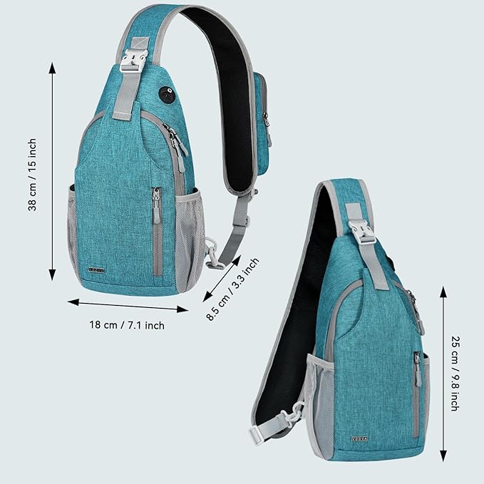 Voova Crossbody Sling Backpack Sling Bag for Men Women, Travel Hiking Chest Bag Daypack, Small over the Shoulder Backpack