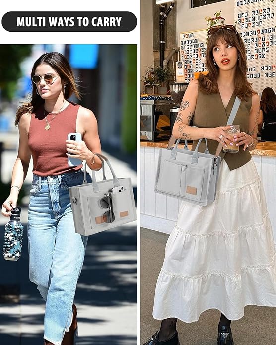 Tote Bags for Women Canvas Tote Purse Crossbody with Pockets Top Handle Shoulder Satchel Bag for Women