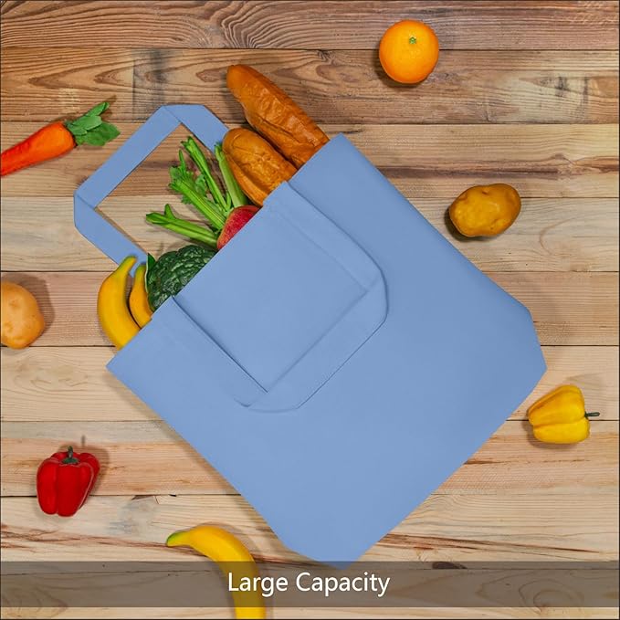 TOPDesign 1-Pack Super Strong Large 12oz Cotton Canvas Tote Bag, Reusable Grocery Shopping Cloth Bag, Fashionable Two-Tone Tote for Crafts, DIY Your Creative Designs