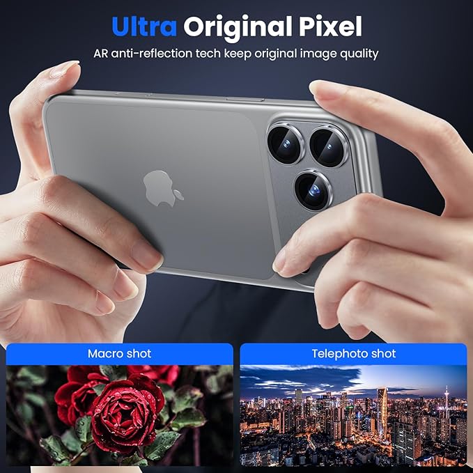 WSKEN for iPhone 17 Pro Max Camera Lens Protector, [Military Grade Shatterproof] [Strong Adhesion] Metal Aluminum Alloy Tempered Glass Camera Screen Protector, Grey Titanium