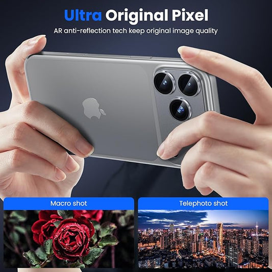 WSKEN for iPhone 17 Pro Max Camera Lens Protector, [Military Grade Shatterproof] [Strong Adhesion] Metal Aluminum Alloy Tempered Glass Camera Screen Protector, Grey Titanium