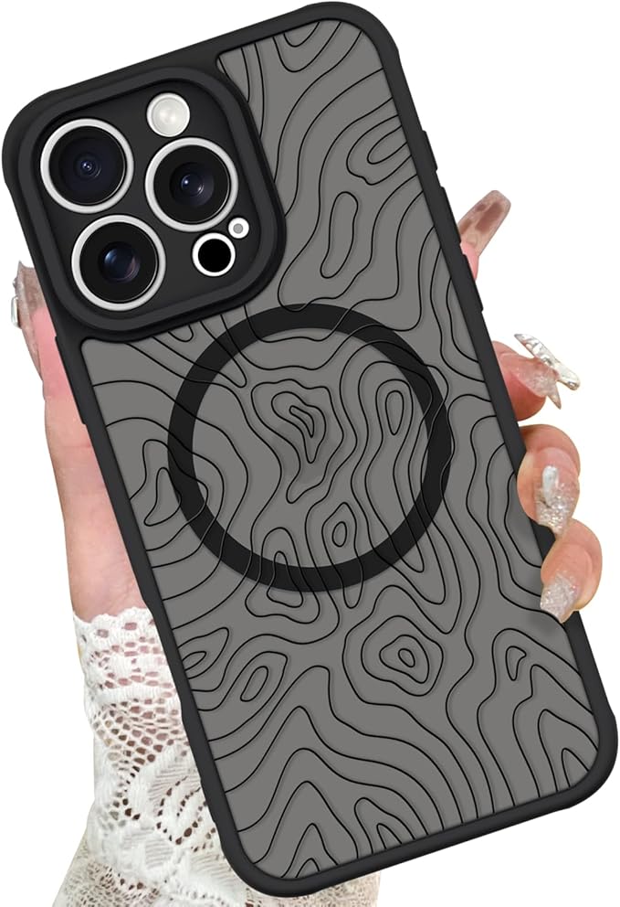 KANGHAR Case Compatible with iPhone 16 Pro Curly Line Pattern [Compatible with Magsafe] Cute Spiral Ripples Protective Magnetic Case for Girls Women Men 6.3"