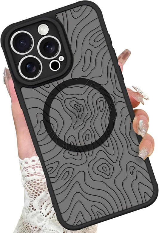 KANGHAR Case Compatible with iPhone 16 Pro Max Curly Line Pattern [Compatible with Magsafe] Cute Spiral Ripples Protective Magnetic Case for Girls Women Men 6.9"