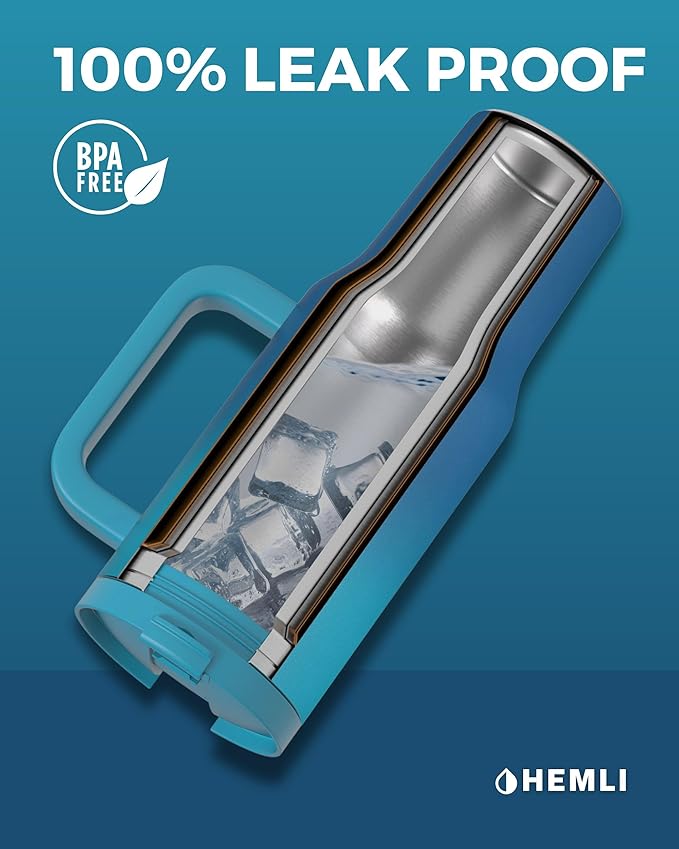 40 Oz Tumbler with Handle and Straw, Insulated Tumbler with Leakproof 2-in-1 Lid and Straw, Reusable and Portable Water and Coffee Stainless Steel Travel Mug, Vacuum Insulated