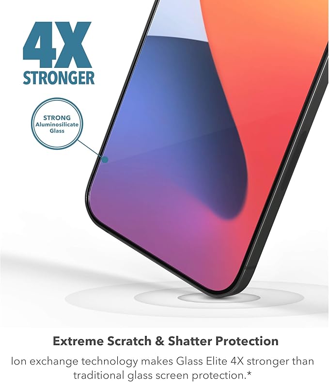 ZAGG Glass Elite VisionGuard+ Screen Protector - for iPhone 12 Pro Max - Impact Protection, Scratch Resistant, Fingerprint Resistant, Smudge Resistant, Oil Resistant, InvisibleShield, clear (200106675)