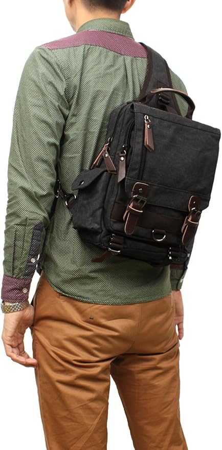 mygreen Canvas Cross Body Messenger Bag Shoulder Sling Backpack Travel Rucksack