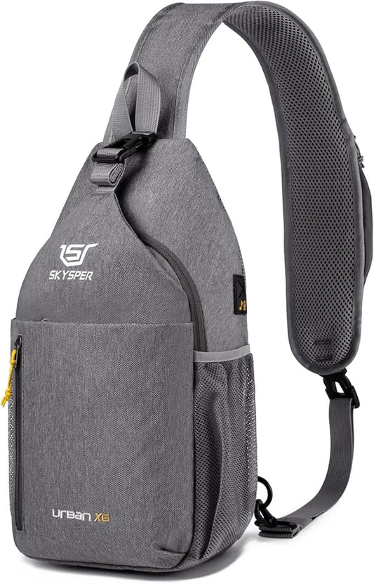 SKYSPER Sling Bag Crossbody Backpack - Chest Shoulder Cross Body Bag Travel Hiking Casual Daypack for Women Men(Grey)