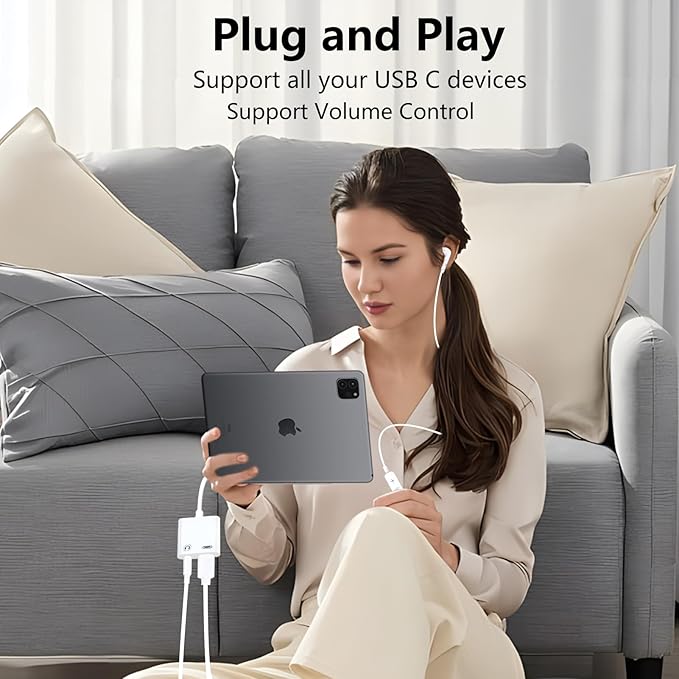 USB C to 3.5mm Jack Adapter with 60W Fast Charging, Type C Headphone Adapter Compatible with iPhone 16/15 Pro Max/15 Pro/15 Samsung Galaxy S24/S23/S22/S21 Ultra iPad Pro