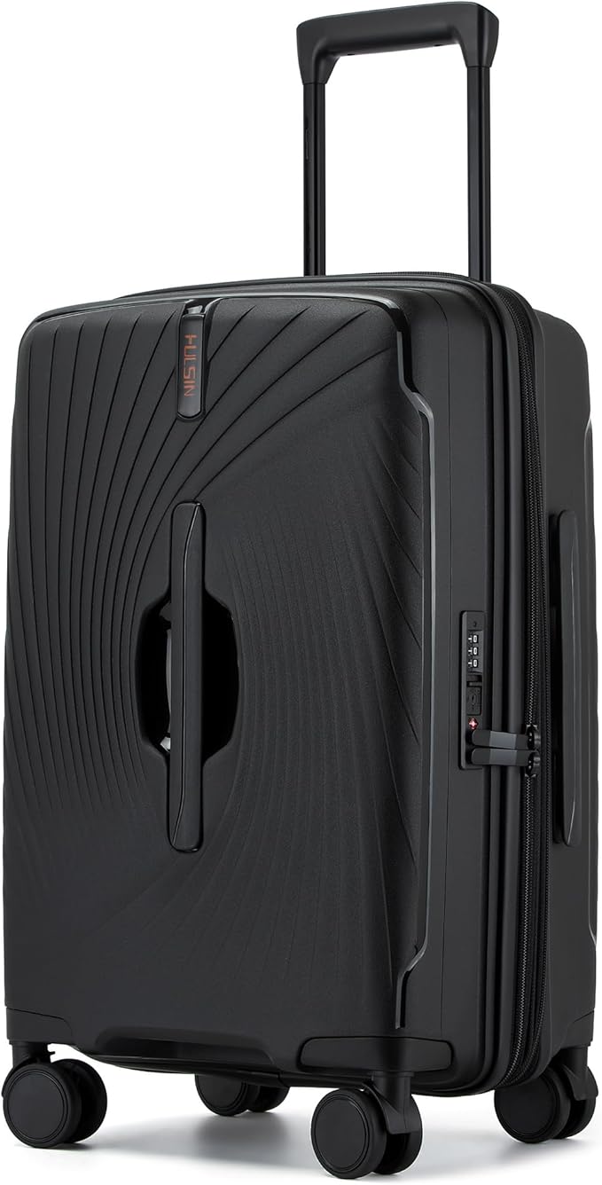 20 Inch Expandable Carry on Luggage, Hardside Lightweight Spinner Suitcase TSA Lock, 22x14x9 Airline Approved Hard Shell Expandable Travel Luggage with 20% More Capacity (Black, 20 Inch)
