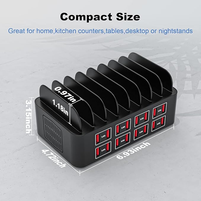 Charging Station for Multiple Devices,Cinlinso 150W/35A 16 Port USB Charging Station,Multi Device Fast Charger Organizer Compatible with iPad,Tablet,Kindle Cell Phone and Other Electronic