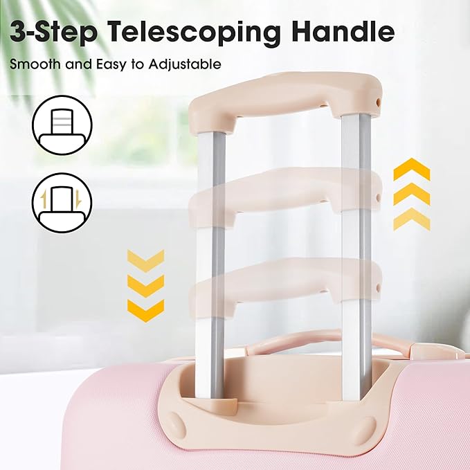 Merax Luggage sets of 13 Piece 16 20 24 28 IN Carry on Luggage sets 4 piece Hardcase Light Pink Luggage Expandable Suitcase Set with Wheels