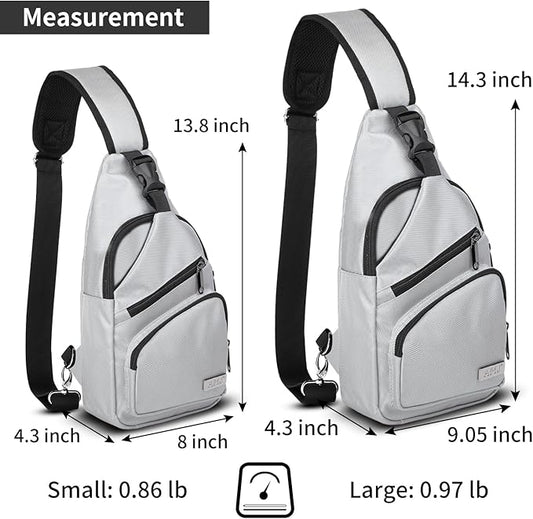 AMJ Crossbody Sling Bag Men Women, Casual Shoulder Backpack, Chest Daypack Satchel for Hiking Travel