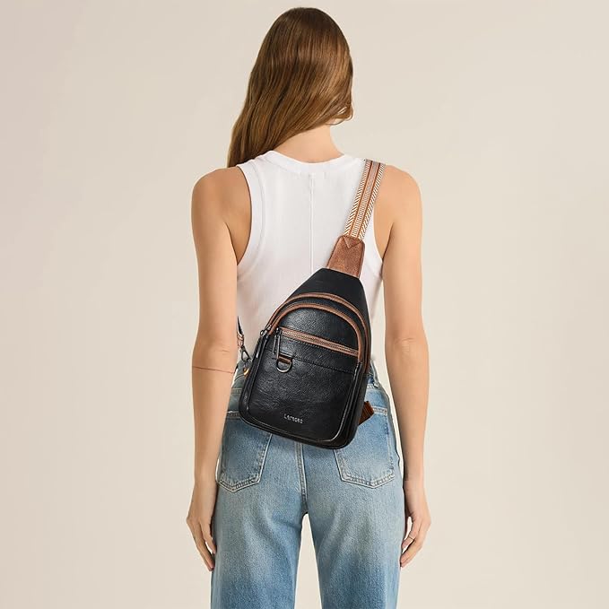 7L Sling Bag for Women Men Vegan Leather Crossbody Bags Fanny Pack Purse Backpack Over Shoulder Bag Travel Anti Theft