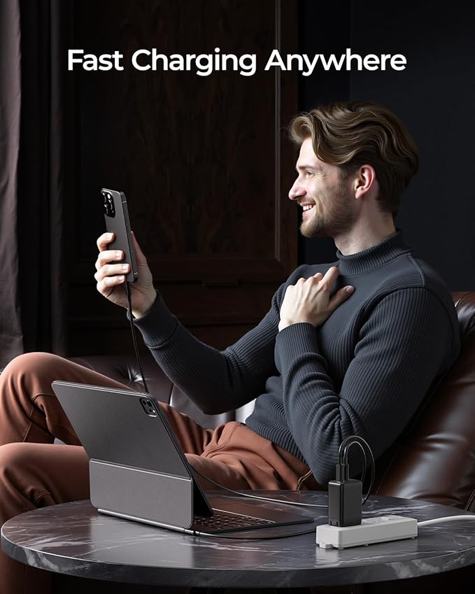 67W USB C Charger, 3-Port GaN Fast Charging Block with Foldable Plug, Compatible with MacBook Pro/Air, iPad Pro, iPhone 16/15/Pro, Galaxy S25/S24, Note20, Pixel, Apple Watch, (Black)