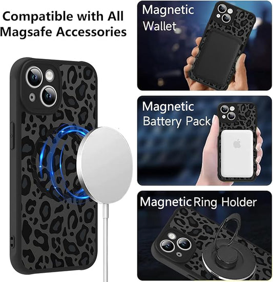KANGHAR Case for iPhone 13 Phone Case [Compatible with Magsafe] Leopard Printed Pattern Cute Cheetah Protective Magnetic Case for Girls Women Men 6.1"