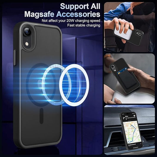 MOCCA Strong Magnetic for iPhone XR Phone Case, [Compatible with Magsafe][Mil-Grade Drop Protection] Slim Thin Translucent Matte Protective Cover Case for iPhone XR Case 6.1'', Black