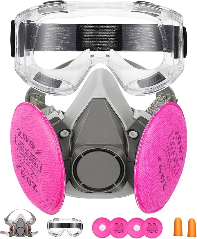 Full Face Respirator Mask - Gas Masks Survival Nuclear and Chemical for Asbestos, Fume, Resin, Dust and Chemical